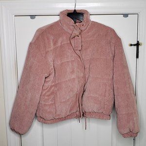 Fashion Nova Women Puffer Jacket Size 1x Pink Cotton Warm Nice Clean.